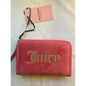 NWT JUICY COUTURE STRING OF PEARLS DOUBLE MEDIUM ZIP AROUND WALLET PINK